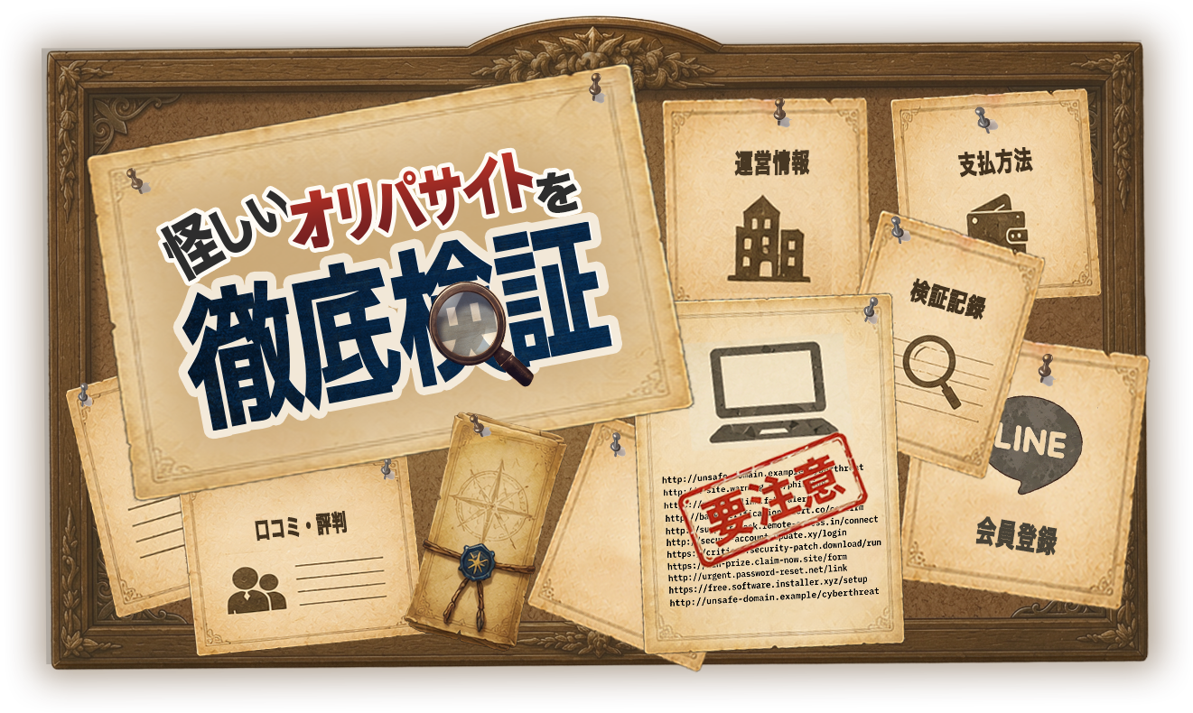 怪しいオリパサイトを徹底検証｜会員登録・口コミ評判・支払方法・検証記録・運営情報・要注意